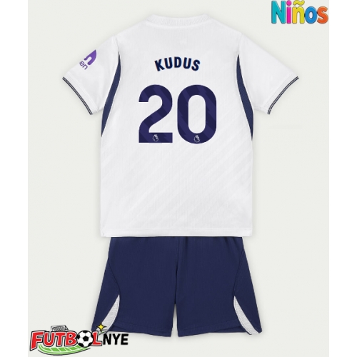 Camiseta Tottenham Hotspur Mohammed Kudus #20 Primera Equipación para niños 2026-27 manga corta (+ pantalones cortos)